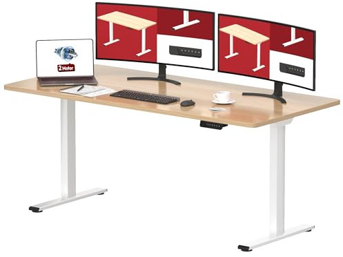 SANODESK Höhenverstellbarer Schreibtisch 160 * 80CM Vollständige 25MM-Tischplatte Schreibtisch mit 2 starken Motoren und 4 Memory-Steuerung ahorn