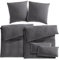 Pure Label Musselin Bettwäsche 200x220 5-teilig bestehend aus einem Bettbezug 200x220 cm, Kissenbezug 80x80 2er Set, 40x80 Kissenbezug 2er Set aus Baumwolle - Kuschelige Bettwäsche in anthrazit