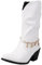 Smilice Catene di metallo da donna decorano classico maglione tinta unita stivali da cowboy, bianco, 44 EU