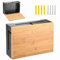 FINEW Kabelbox, Kabelmanagement Box mit Magnetischem Bambusdeckel, Wandmontierbare Kabelbox, Kabelaufbewahrungsbox zum Verstecken von Kabeln Organisieren von Computerkabeln und Losen Kabeln (Schwarz)