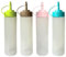 HR Hogar - Botella de Salsas Squeeze, 4 unds - 750 mL, Botellas Exprimibles Reutilizables y Reciclables - Sin BPA, Dispensador con Tapón Antifugas Sin Goteo - Fabricado en España (Surtido Colores)