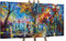 YS-Art Abstrakt Stil Acryl Gemälde auf Leinwand Herbstliche Allee handgemalt Wandbilder Wohnzimmer modern Wohndekor Bilder echte warme Kunstwerke gerahmt 200x100 cm