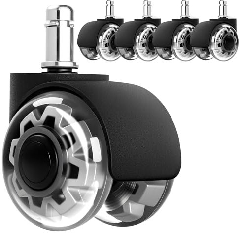 Vortix 5 Stück Bürostuhl Rollen 11mm x 22 mm,Rollen für Bürostühle, Super Leise und Weiche für Hartböden (Grau)