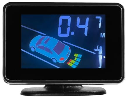 Wakects Sensor de Estacionamiento de Automóviles con Pantalla LCD, Alarma de Radares de Inversión Delantera y Trasera, Gris