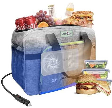 26 Quarts 12 Volt Portable Iceless Car Electric Cooler Bag USB 25L Cool and Heat Plug in Heavy-Duty Car Fridge Bulk Corporate Gifts Mini Cooler Warmer All-Season Trucker Fridge for Long-Haul Drivers