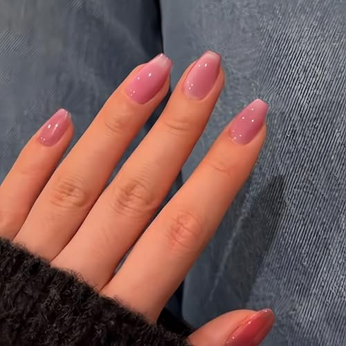 Pink Cat Eye Press on Nails Short Square, SXVME Glitter Glue on Nails Sparkly Shiny Fake Nail Press on With Design, Cute Bling Extra Short Coffin False Nail for Women 30 Pcs
