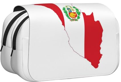 Make-up-/Kosmetiktasche mit Peru-Flagge, Kawaii-Stil, mit Reißverschluss