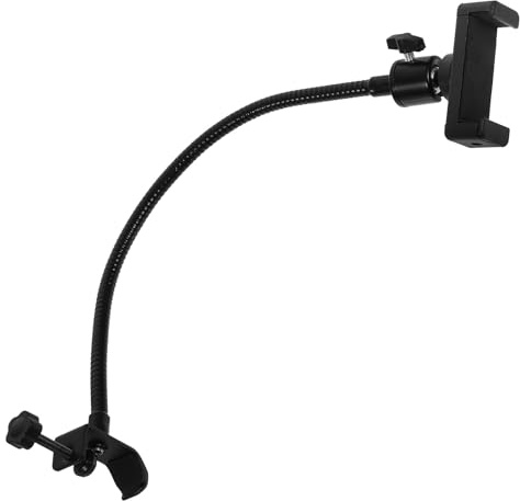 CATIEBYE Adjustable Abs Gooseneck Phone Mount for Mic Stand Compatible with 6-10cm Width Cellphones for Podcasting and Vlogging
