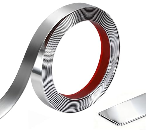 8 M x 2 cm Moulure Décorative Autoadhésive, Argent Brillant Moulure Adhesive Decorative Murale, Baguette de Finition PVC pour Murs, Portes, Fenêtres, Moulure Miroir, Plafonds - Esthétique, Durable