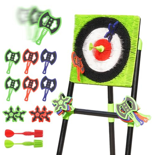 Kit de lancement de hache d'arrière-cour avec objectif en poils et lot de 12 haches de lancement, jeux d'intérieur et d'extérieur pour adultes, enfants et famille, jouets de jeu