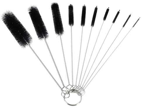 10 Pcs Nylon Straw Cleaning Brush Set – Bottle Pipe Cleaner Brushes for Straws, Kettles, Tubes & Spouts – Flexible Stainless Steel Wire with High-Density Nylon Bristles – Multi-Size Pipe Cleaner Set