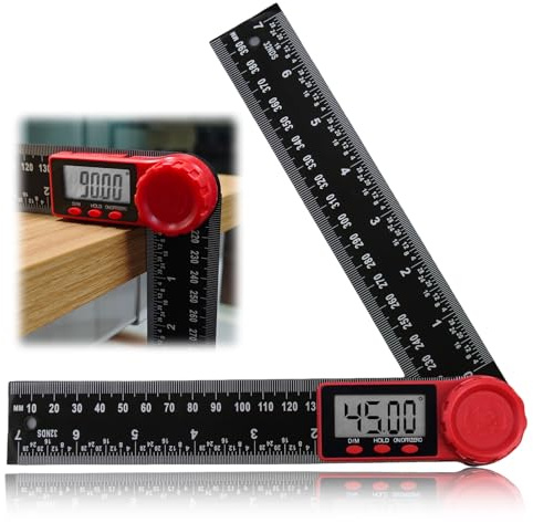 Rapporteur D'angle Numerique, 7in/200mm Equerre Fausse Numerique Double Échelle, Numérique Angle Finder Rotation 360°avec Écran LCD et Fonction Verrouillage pour Travail 6 Pièces Foret Diamant