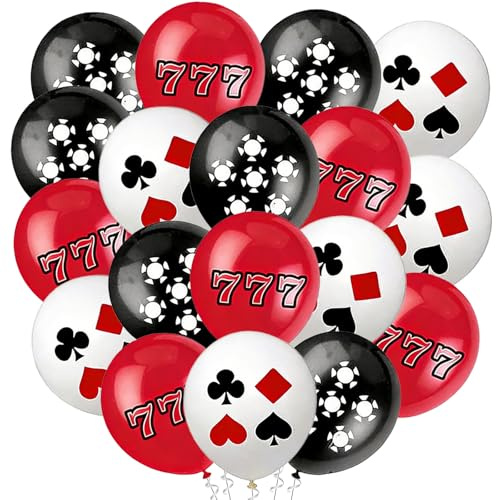 Tourima Poker Geburtstag Luftballons Set 18PCS 12 Zoll – Casino Deko & Poker Deko für Party, Las Vegas Deko, Pokerkarten & Poker Chips Design, Casino Royale Stil, Poker Spiel Party Deko