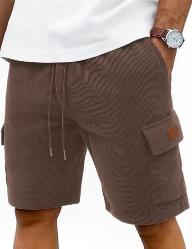 iClosam Pantalones Cortos Cargo Hombre de Pana Cintura Elástica | Múltiples bolsillos, estilo casual tipo bermuda, diseño de verano