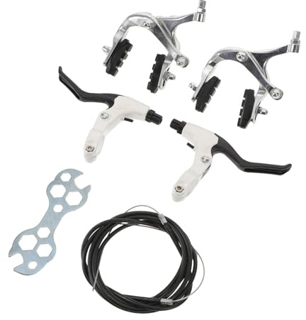 MUELODSIC Fahrradbremsen Satz Felgenbremse Vorne Hinten Aluminium Bremshebel Silber Mountainbike Bremsensatz mit Innen und Außenzügen für Geländefahrrad und Rennrad