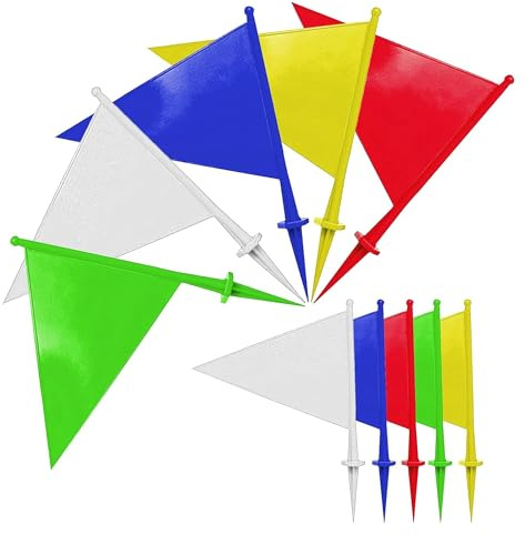 AI SPORTS Cricket Boundary Flags – Multicolour Field Marker Flags with Ground Spike | Durable Weather-Resistant Plastic Training & Match Boundary Markers for Cricket