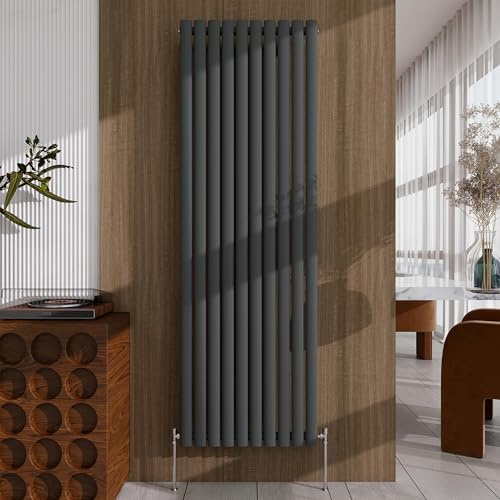 Acezanble Radiator 1800×590mm Anthracite Vertical Single Oval Column Designer Central Heating Rad for Bathroom/Kitchen/Living Room