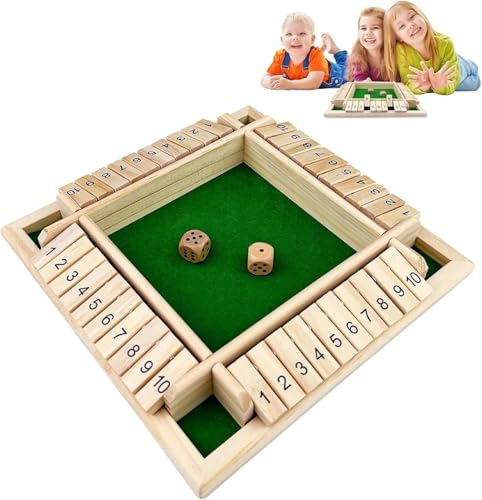 Ravytha Holzspiele, Würfelspiel Holz, 2-4 Spieler Holzbrettspiele, Brettspiel mit 2 Holzwürfel, Würfelspiel Brettspiel, Spiel Brettspiel Aus Holz, Holzwürfel Spiel für Mädchen, Junge(Grün)