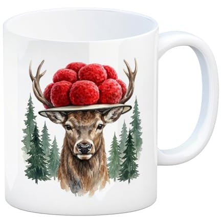 speecheese Hirsch Kaffeebecher Bollenhut Schwarzwald, lustiges Motiv | Hirsch mit Bollenhut im Schwarzwald-Look, als Kaffeebecher und Tasse, lustiges Motiv, 300 ml, 9 cm, spülmaschinenfest