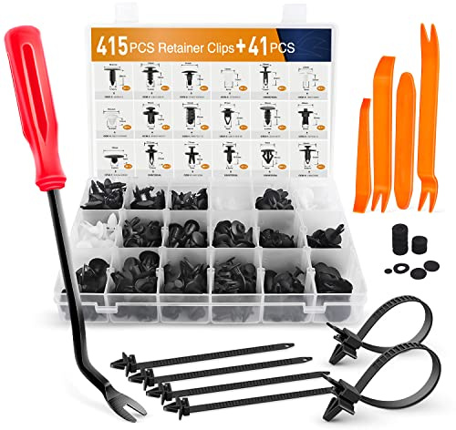 GOOACC 415 Pcs Car Retainer Clips & Fastener Remover - 18 Most Popular Sizes Auto Push Pin Rivets Set -Door Trim Panel Clips for GM Ford Toyota Honda Chrysler