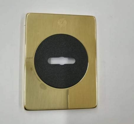 BOCCHETTA ROSETTA QUADRA PER PORTA PORTONE BLINDATO, PIASTRINA PER CHIAVE DOPPIA MAPPA FINITURA OTTONE LUCIDO 82X62 COMPLETA DI VITI DI FISSAGGIO SECUREMME