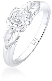 Elli Bague Femmes Bande Roses Symbole Floral Vintage Look en Argent Sterling 925