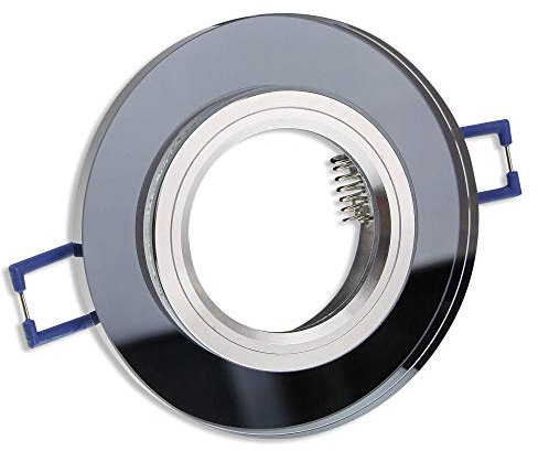10x Einbaustrahler Rahmen schwarz - rund aus Glas flach - Einbaurahmen für GU10 MR16 Leuchtmittel - Ø60-70mm Bohrloch Einbau-Spot Strahler Einbauleuchte