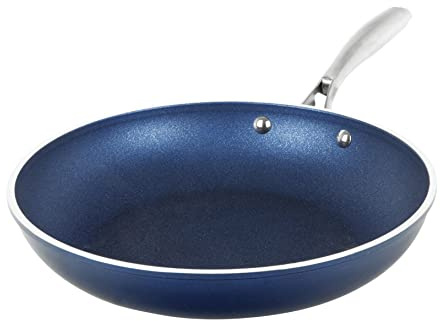 Granitestone Blue 12 XL Bratpfanne mit ultra-haltbarem Mineral und Diamanten, dreifach beschichtet, 100 Prozent PFOA-frei, mit kühlbleibendem Edelstahlgriff, ofen- und spülmaschinenfest