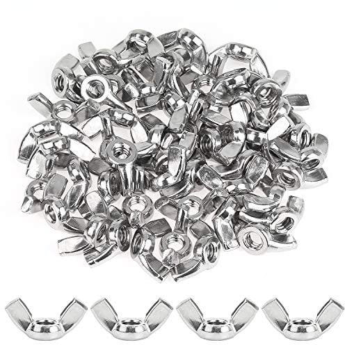 Powlankou 50 Pieces 1/4-20 Stainless Wing Nut, Stainless Steel (304) 18-8 Wing Nut