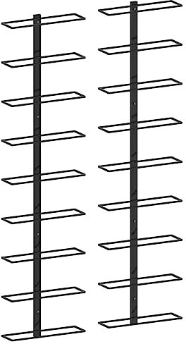 vidaXL 2X Casiers à Bouteilles Muraux pour 18 Bouteilles Etagère à Vin Porte-Bouteilles Casier à Vin Stockage Range-Bouteilles Maison Noir Fer