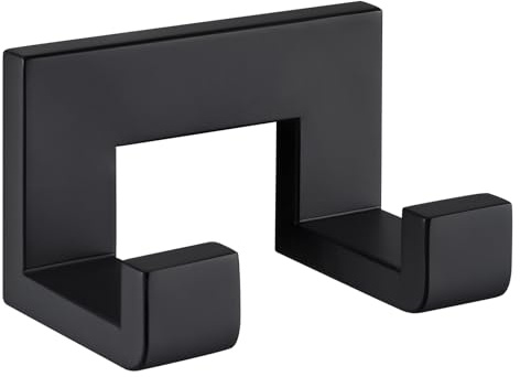 Angle Simple Double Towel Hook, Stainless Steel Bathroom Hand Towel Holder, Wall Coat Double Hook, Matte Black