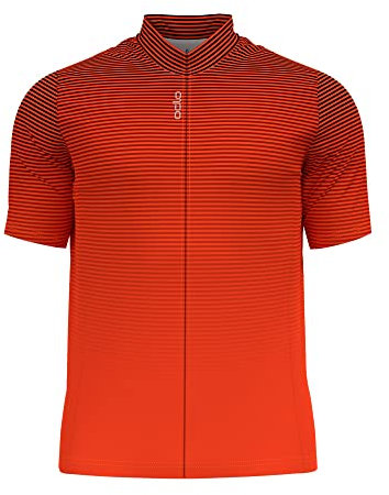 Odlo Herren Essential Print Radtrikot, Black - Exuberant orange, S