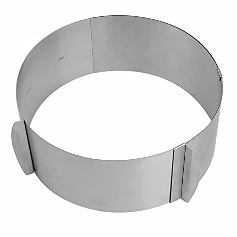 WMLBK Edelstahl Tortenring Durchmesser Von 16 Extra Hoch Geeignet für Tortenkreationen Rund Verstellbar mit 16 Bis 30 cm