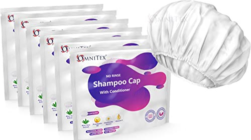 Omnitex Premium Shampoo ohne Spülung, mikrowellengeeignet, mit Conditioner und Vitaminen, nähren und schützen mit Kräuterextrakten und Barriere-Creme, ohne Wasser, latexfrei, alkoholfrei (6 Stück)
