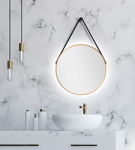 Talos Dekorativer runder Wandspiegel mit indirekter LED Beleuchtung in Gold matt Ø 50 cm