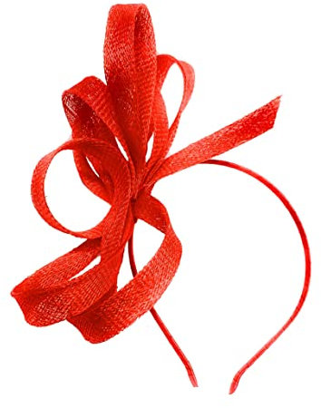Caprilite Veganer Sinamay Fascinator Stirnband Hochzeit Hoop Damen Tag Ascot Rennen, rot, 1 count (Pack of 1)