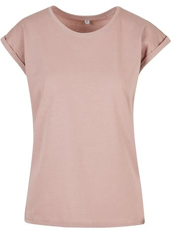 Build Your Brand Damen T-Shirt Ladies Extended Shoulder Tee, lang geschnittenes T-Shirt für Frauen, Baumwolle, Duskrose, S