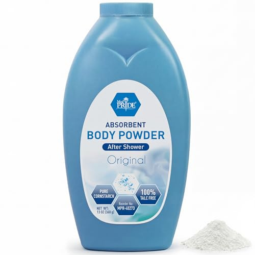 MED PRIDE Talc-Free Cornstarch Body Powder, Original Scent, 13 oz Bottle