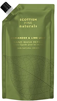 Scottish Fine Soaps - Scottish Fine Naturals Hand Wash Refill - Coriander and Lime Leaf - Enriched With Vitamin B5 - Hydrating, Soothing, Regenerative - Sensitive Formula - Vegan Friendly - 600ml