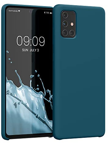 kwmobile Hülle kompatibel mit Samsung Galaxy A71 Hülle - Silikon Handy Case - Handyhülle weiche Oberfläche - kabelloses Laden - Petrol matt
