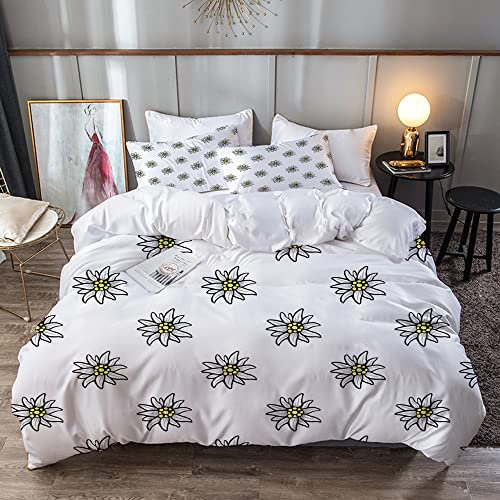 URSOPET Bettwäsche-Set,Mikrofaser,Edelweiß,1 Bettbezug 200 x 200 cm + 2 Kopfkissenbezug 80x80cm