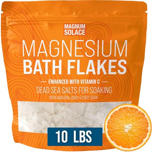 Magnesium Flakes for Bath - Magnesium Chloride Flakes - Dead Sea Salts for Soaking - Enhanced with Vitamin C Crystals, 10 LBS