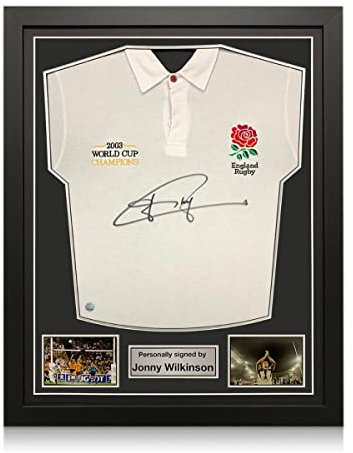 Exclusive Memorabilia Jonny Wilkinson Signed England Rugby Shirt. Standard Frame White