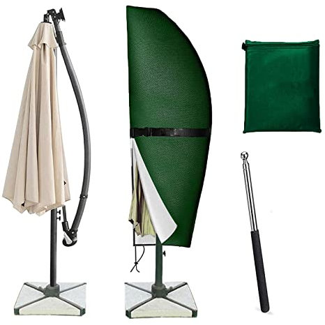 Rouzin Protective Cover for Parasol 2 to 4 m, Cantilever Parasol Cover with Pole, Parasol Cover, Waterproof, UV-Resistant, 280 x 30/81/45 cm