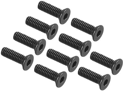 QUARKZMAN M2.5 x 8mm Hexagonal Zócalo Plano Cabeza Avellanado Tornillos x 50uds 10.9 Carbono Acero Hueca Cabeza Tornillos Pernos para Maquinaria y Muebles, [Negro]