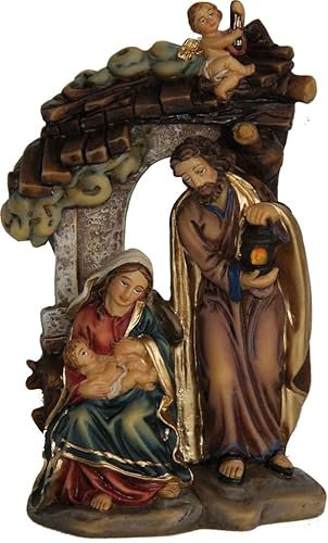 FADEDA Krippenblock, Hlg. Familie im Stall/Höhe:12 cm/handbemalt/detailgetreue Krippen Figuren - Weihnachten Tisch Dekoration Krippe Zubehör