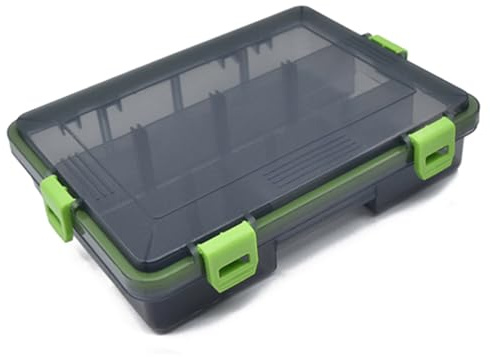 Doppelseitige Angelköderbox aus Kunststoff, transparent, Aufbewahrungsbox für Angelzubehör, Angelkoffer, Köderbox, Aufbewahrungskoffer für Angelhaken, kleines Zubehör, Grün