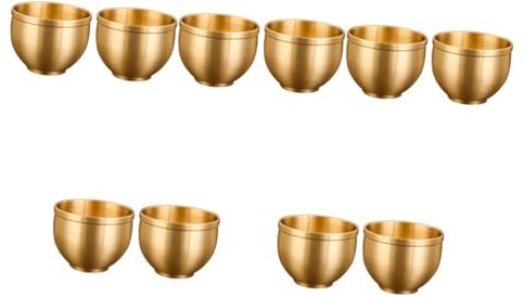 Cabilock 10 Piezas taza Vasos decoración de oficina decoración del hogar copa de vino de latón copa de latón tetera antigua Estilo chino Decorar regalo antiguo juego de té