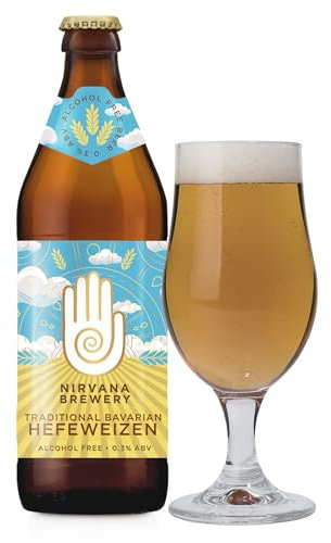 Nirvana - Hefeweisen 0.3% ABV - Alcohol Free Premium German Beers, Unfiltered Traditional Bavarian Wheat Beer, Low Calorie, Vegan Alcohol, Craft-Beer Gift Set, Sober Gifts - 12 x 500ml