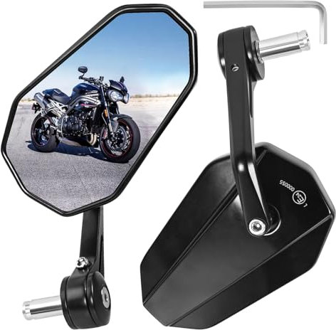 Esploratori Motorrad spiegel, Lenkerendenspiegel, 360 ° Drehverstellung, kompatibel mit Roller, MT07, Z750, CB125R, Z900, Moped, Quad, Honda Kawasaki Suzuki Yamaha mit 7/8 '' (22 mm) Lenker